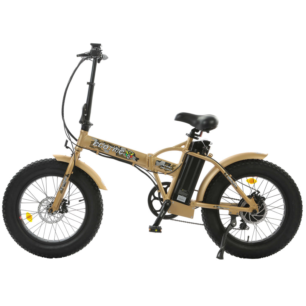 Ecotric Electric Bikes Gold Ecotric 48V Fat Tire Portable & Folding Electric Bike With LCD - FAT20810-CM