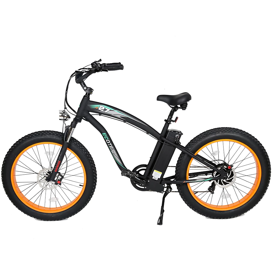 Ecotric Electric Bikes Orange Ecotric Hammer Fat Tire Beach Snow Electric Bike HAMMERUSB