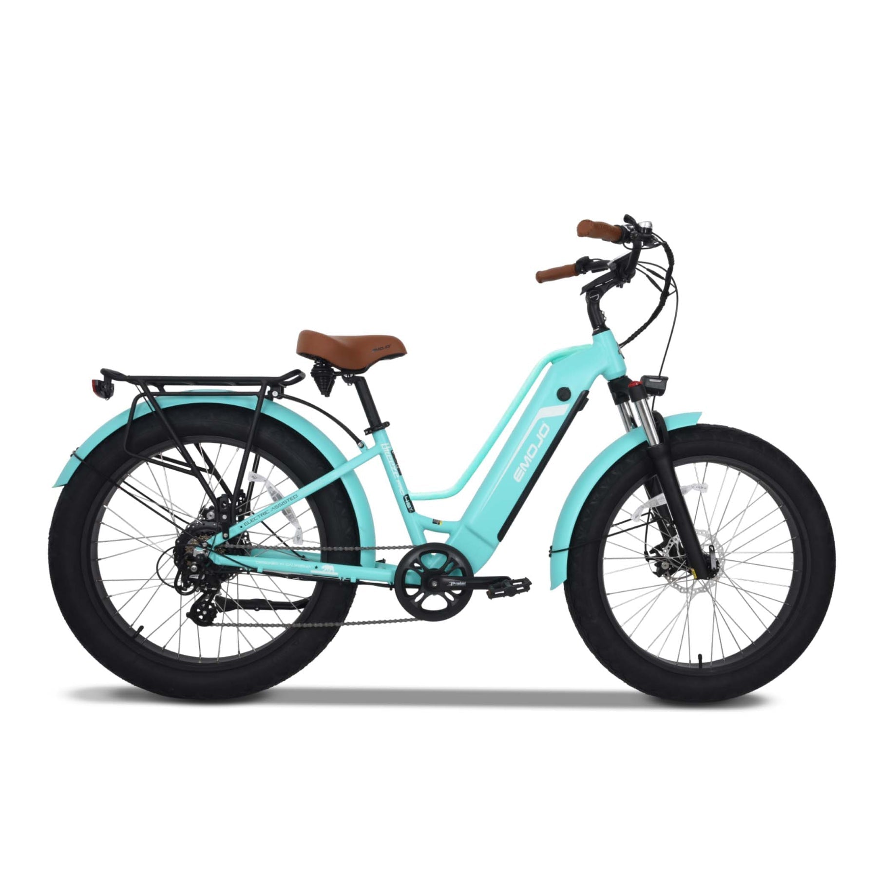 Emojo Electric Bikes Teal Green - In Stock Emojo Breeze Pro 48V/13Ah 750W Beach Cruiser Fat Tire Electric Bike