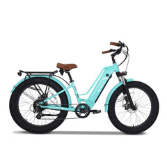 Emojo Electric Bikes Teal Green - In Stock Emojo Breeze Pro 48V/13Ah 750W Beach Cruiser Fat Tire Electric Bike