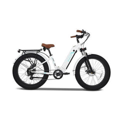 Emojo Electric Bikes White - In Stock Emojo Breeze Pro 48V/10.4Ah 500W Beach Cruiser Fat Tire Electric Bike
