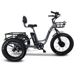 Emojo Electric Trikes Gray - In Stock Emojo Caddy Pro 48V 500W Electric Trike Fat Tire