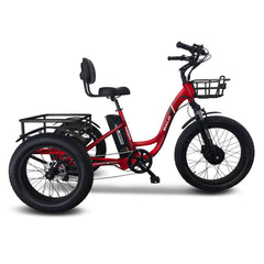 Emojo Electric Trikes Red - In Stock Emojo Caddy Pro 48V 500W Electric Trike Fat Tire
