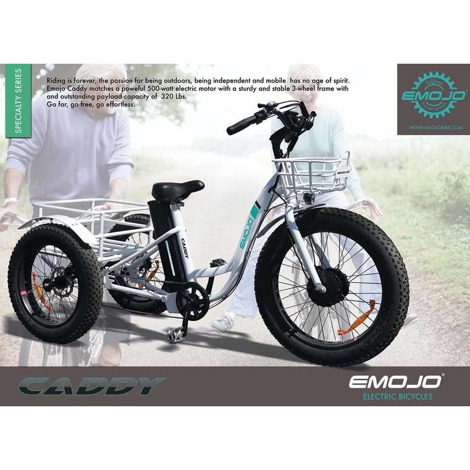 Emojo Electric Trikes White Emojo Caddy 48V 500W Electric Trike Fat Tire