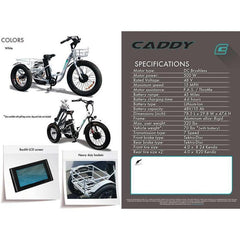 Emojo Electric Trikes White Emojo Caddy 48V 500W Electric Trike Fat Tire