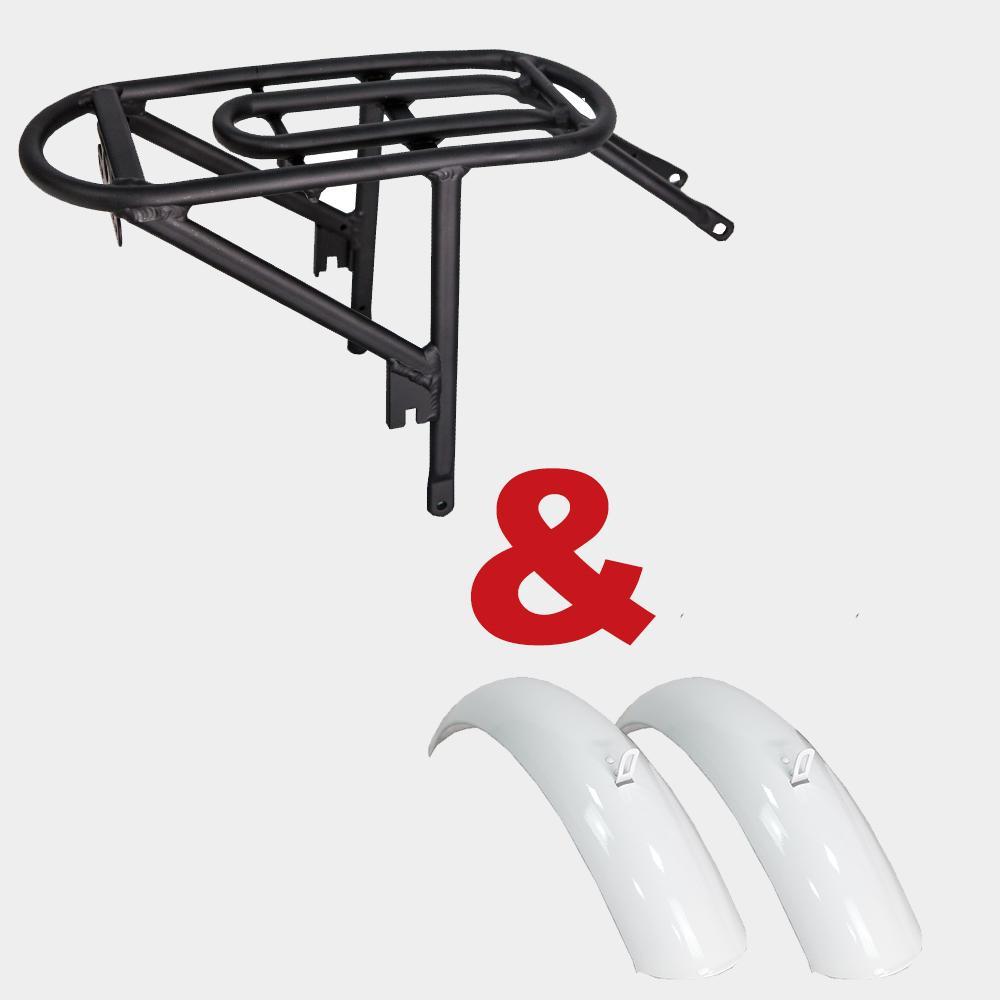Revi Bikes Accessories White Rebel Fender & Rear Rack Kit