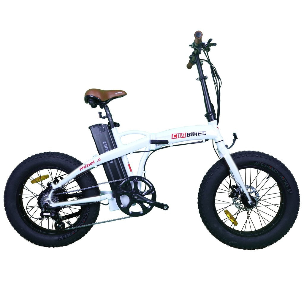 Revi Bikes Electric Bikes Pearl White / In Stock Revi Bikes Rebel 1.0 Folding Fat Electric Bike