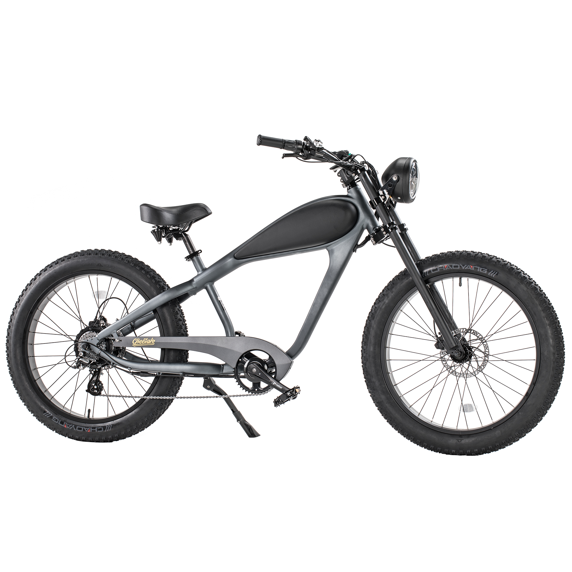 Revi Bikes Electric Bikes Platinum Gray / In Stock Revi Bikes Cheetah Cafe Racer 48V 13 Ah Fat Tire Electric Bike