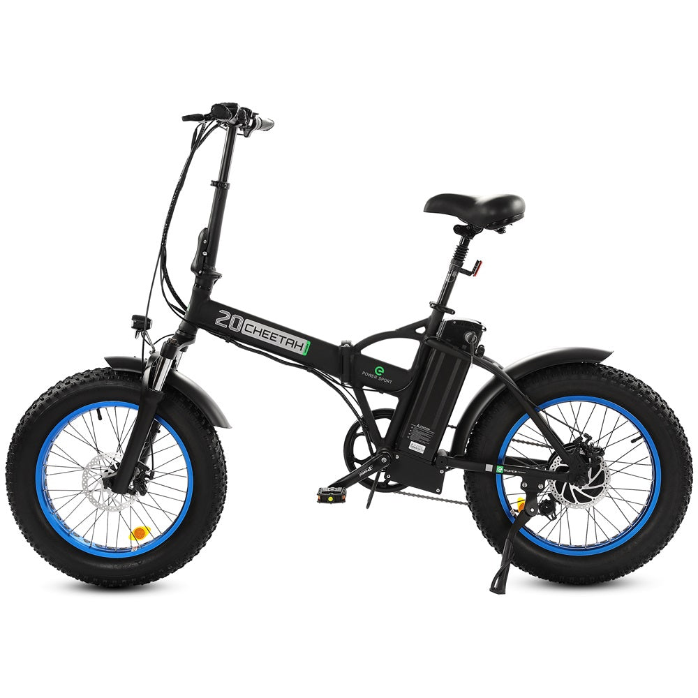 Ecotric Electric Bikes Black and Blue Ecotric 48V Fat Tire Portable & Folding Electric Bike with LCD display FAT20S900