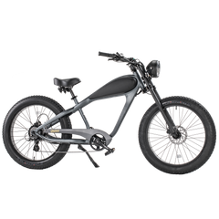 Revi Bikes Electric Bikes Platinum Gray / In Stock Revi Bikes Cheetah Cafe Racer 48V 13 Ah Fat Tire Electric Bike